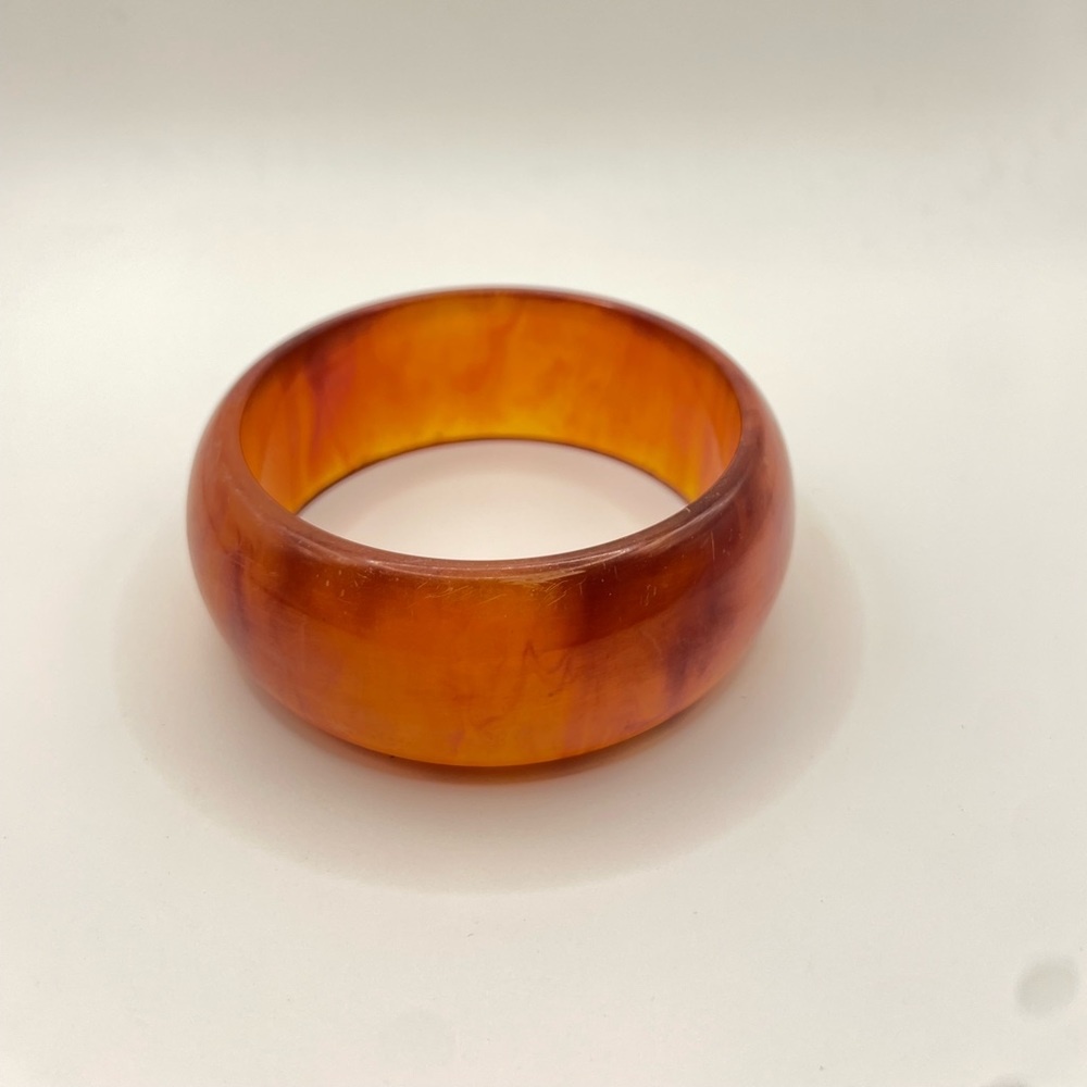 Vintage 1930s Bakelite Bangle Root beer Swirl Translucent Beautiful Marbling